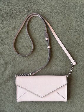 Rebecca Minkoff Beige Saffiano Coated Canvas Envelope Crossbody Wallet